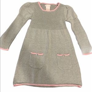 Sweater dress gray pink trim size 5-6